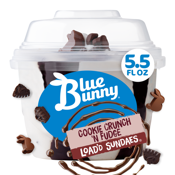 Blue Bunny Cookie Crunch 'n Fudge Load'd Sundaes, 5.5 fl oz Same