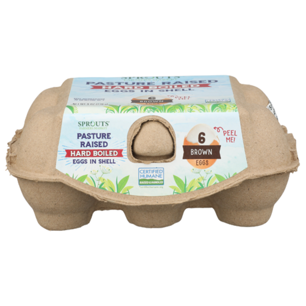 Sprouts Pasture Raised Hard Boiled Brown Eggs In Shell 6 Count