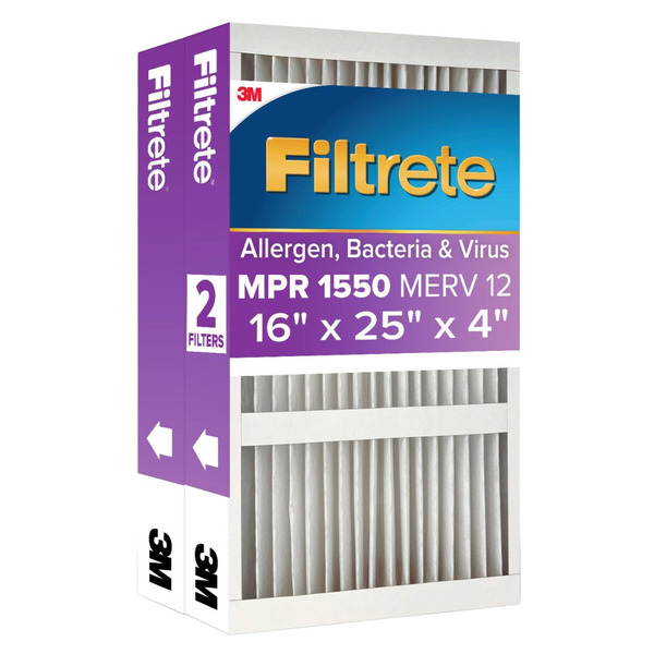 Filtrete Air Filter 4”, MPR 1550 MERV 12, Ultra Allergen, Bacteria, and Virus Deep Pleat Filter,