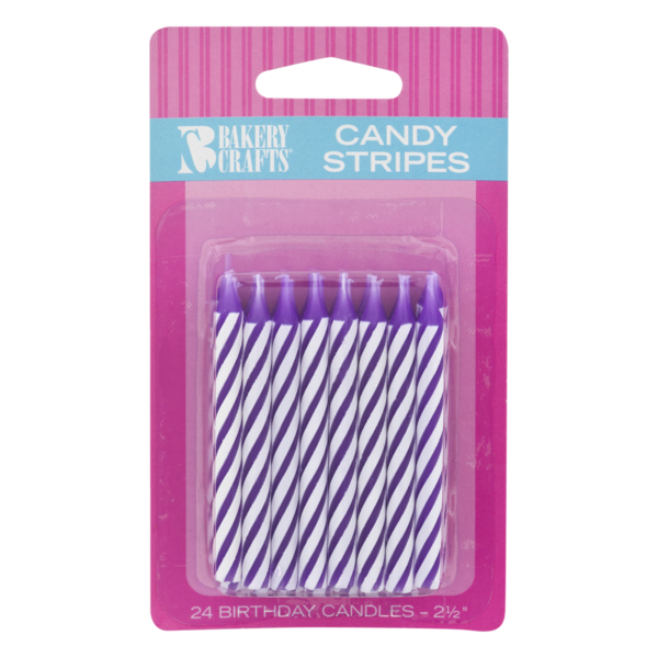 Bakery Crafts Candy Stripes Birthday Candles Purple