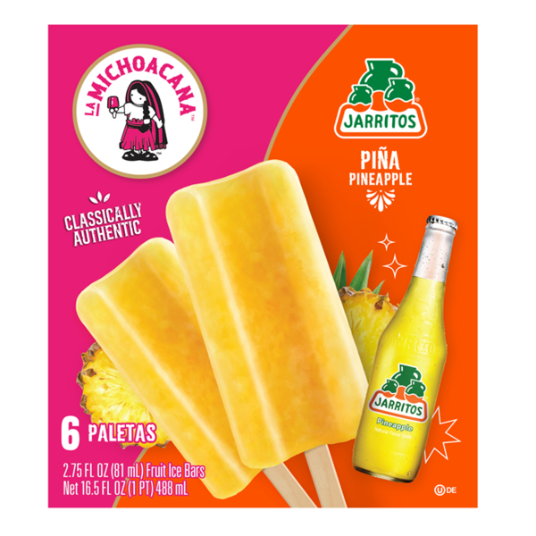 La Michoacana Jarritos Pineapple Fruit Ice Bars Paletas Same-Day