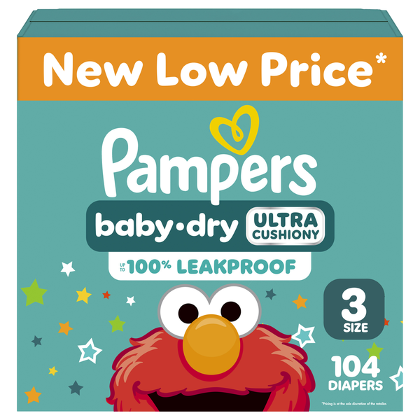 Pampers Baby Dry Ultra Cushiony Diapers, Size 3 (13-26 lbs)