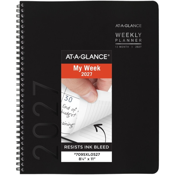 AT-A-GLANCE Contemporary Lite 2027 Weekly/Monthly Planner, 8 1/4 x 11 in - Black