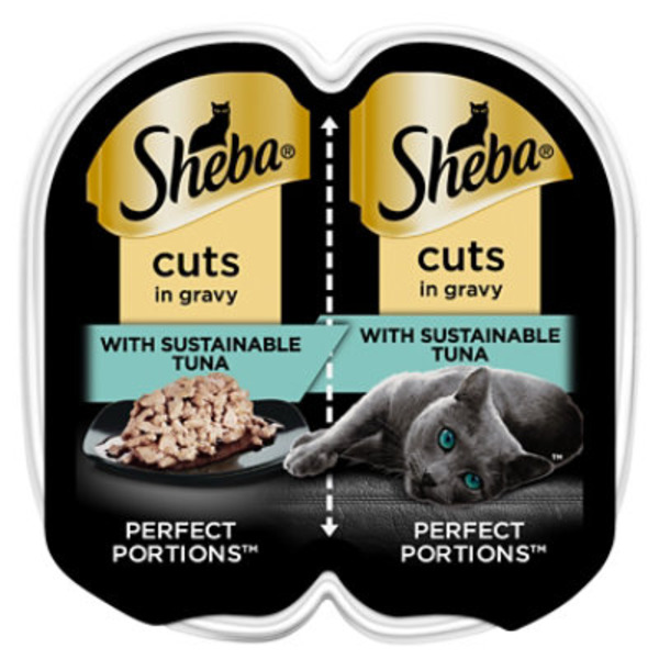 SHEBA PERFECT PORTIONS Wet Cat Food Cuts in Gravy With Sustainable Tuna