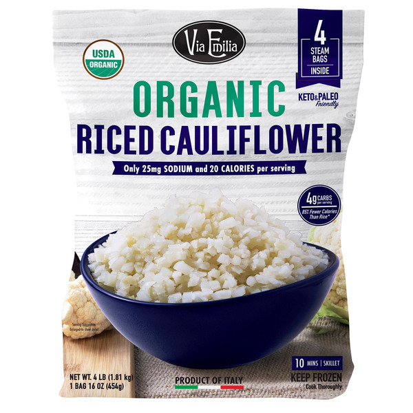 Via Emilia Organic Riced Cauliflower, 16 oz, 4-count