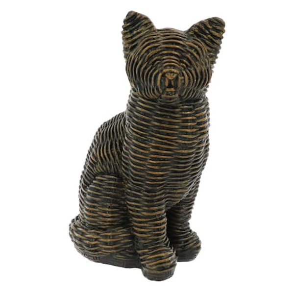 Ashland Rattan-Style Black Cat Tabletop Decor