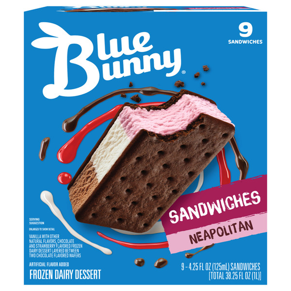 Blue Bunny Neapolitan Ice Cream Sandwiches Same-Day Delivery