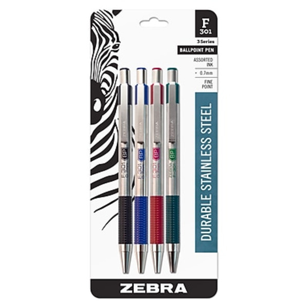 Zebra Ball Point Pens, Fine Point (0.7 mm), Assorted Ink