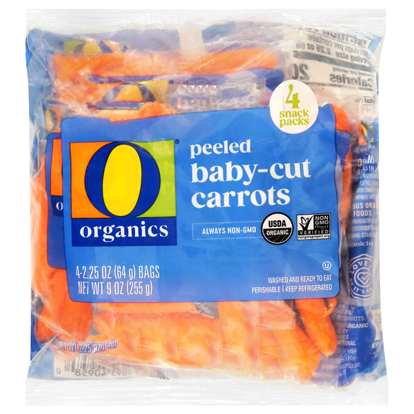 O Organics Carrots, Cut, Baby Peeled, 4 Snack Packs