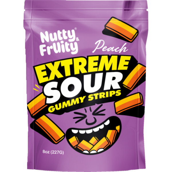 Nutty & Fruity Peach Extreme Sour Gummy Strips