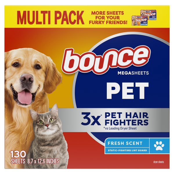 Bounce Pet Hair And Lint Guard Mega Fresh Scent Dryer Sheets (130-count)