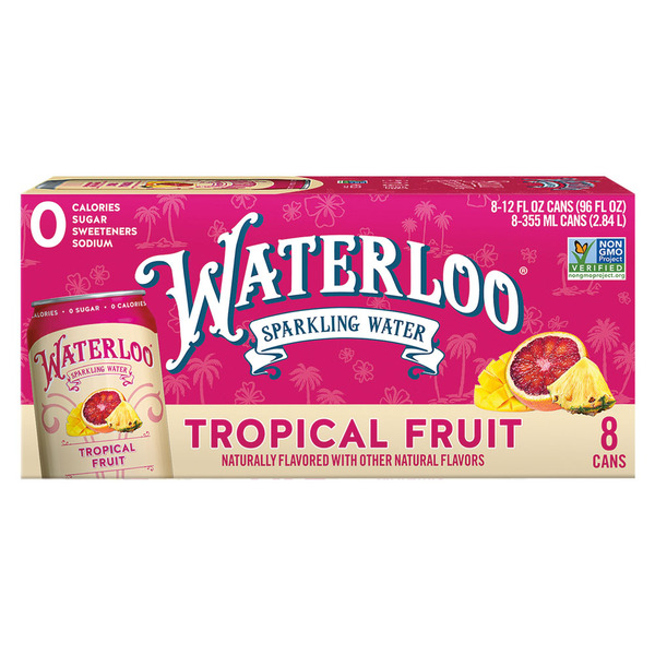 WATERLOO Tropical Fruit Sparkling Water - 8 Pack, 12 fl oz Cans