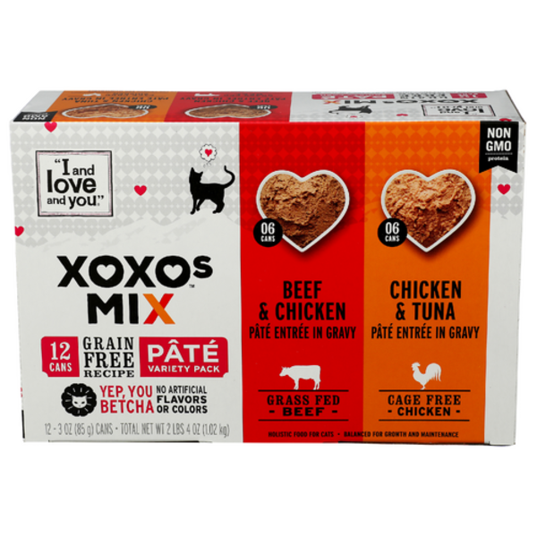 I And Love And You Beef & Chicken, Chicken & Tuna XOXOs Mix Pate Variety 12 Pack