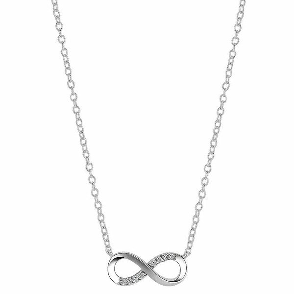 Love This Life Sterling Silver Cubic Zirconia Infinity Necklace, Women's, Size: 18", Silver Tone