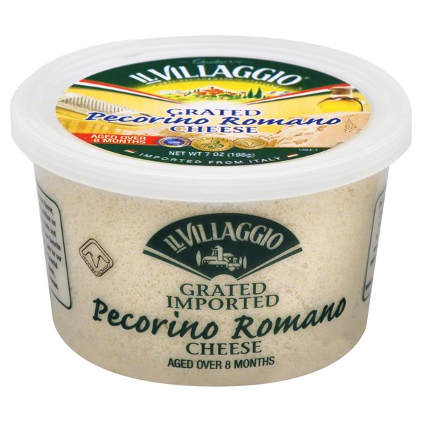 Il Villaggio Pecorino Romano Cheese, Grated, Imported, Tub (7 oz