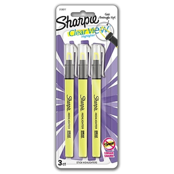 Sharpie 1950745 Yellow Clear View Highlighter Stick