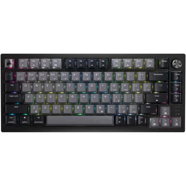 CORSAIR 75% RGB Mechanical Pre-Lubricated MLX Red Linear Switch Gaming Keyboard With Hot-Swappable Switches - Black & Gray