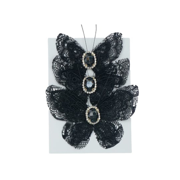 Ashland Black Lace & Jewel Butterfly Accents