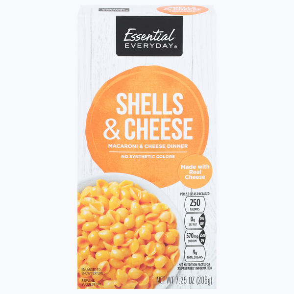 Essential Everyday Macaroni & Cheese Dinner, Shells & Cheese Same