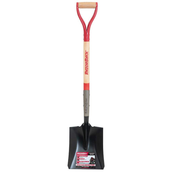 Razor-back 23.5 In. Wood D-handle Square Point Shovel