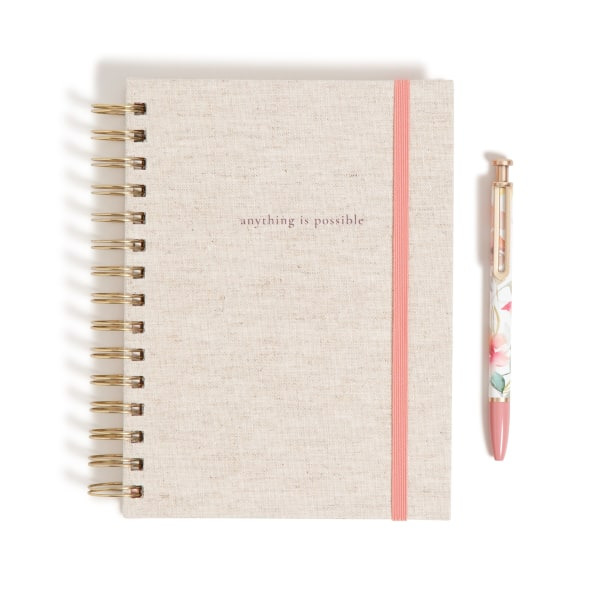 U Brands Linen Botanical Studies 3-Tab Spiral Journal and Monterey Pen Set