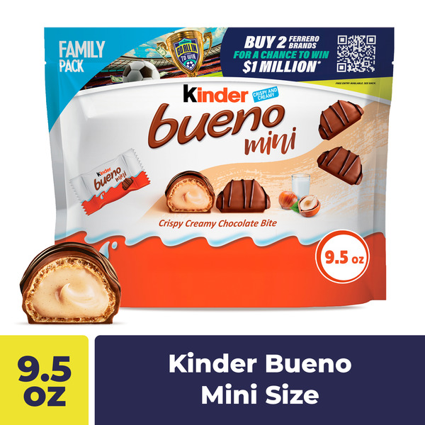 Kinder Bueno Mini Chocolate Bites with Crispy Wafer and Hazelnut Cream, Individually Wrapped, Family Pack, 9.5 oz