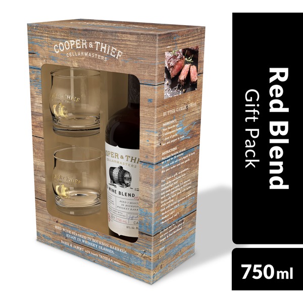 Cooper and Thief Gift Set Red Blend Red Wine with 2 whiskey glasses