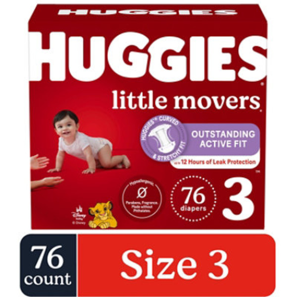 Huggies Little Movers Baby Diapers, Size 3 (16-28 lbs)