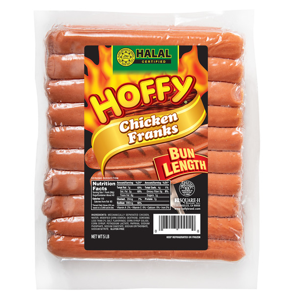 HOFFY - HALAL CHICKEN FRANKS, 8/1 (2 OZ EACH) - 5 LBS