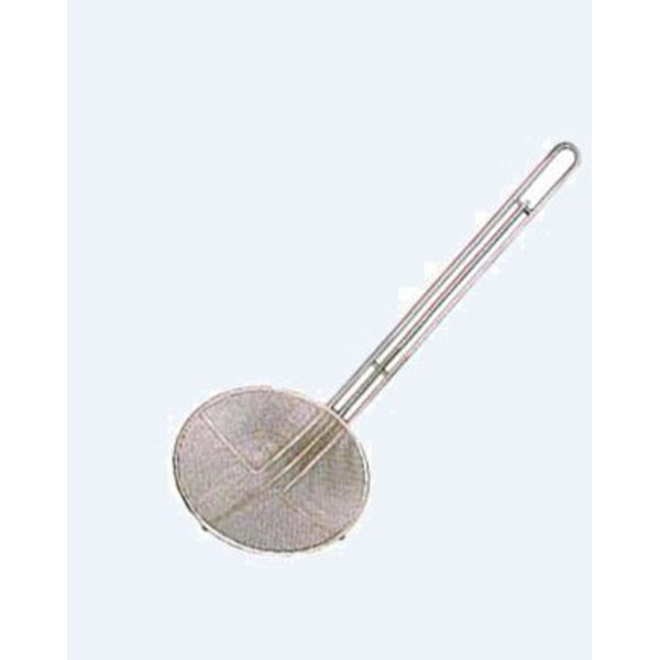 Skimmer, 7" diameter, round, fine mesh, 14" handle, heavy tinned plated steel