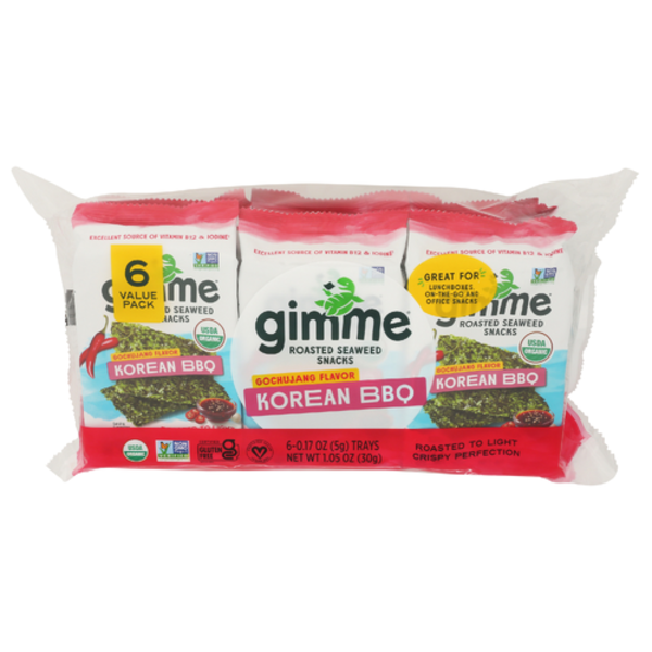 Gimme Health Foods Organic Korean BBQ Roasted Seaweed 6 Pack