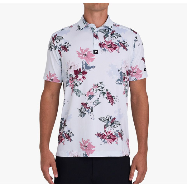Bad Birdie Men's Go To The Garden Core Performance Golf Polo, L - Foxglove