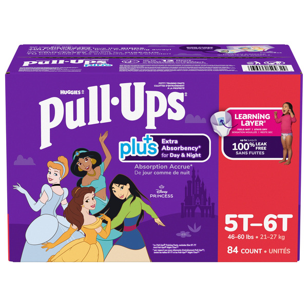 Huggies Girls’ Pull-Ups Plus Extra Absorbency Training Pants, 4T-5T
