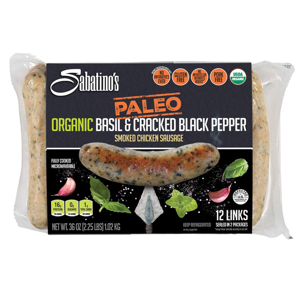 Paleo Organic Sweet Basil Chicken Sausage, 36 oz