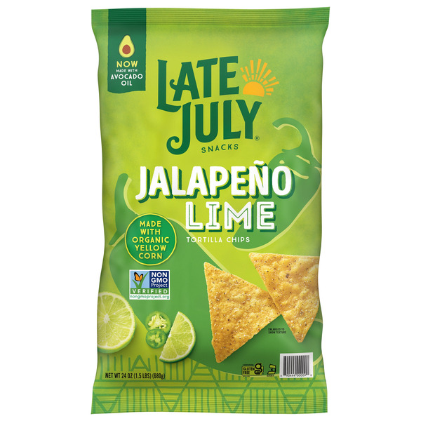 Late July Jalapeno Lime Tortilla Chips Made with Avocado Oil, 24 oz