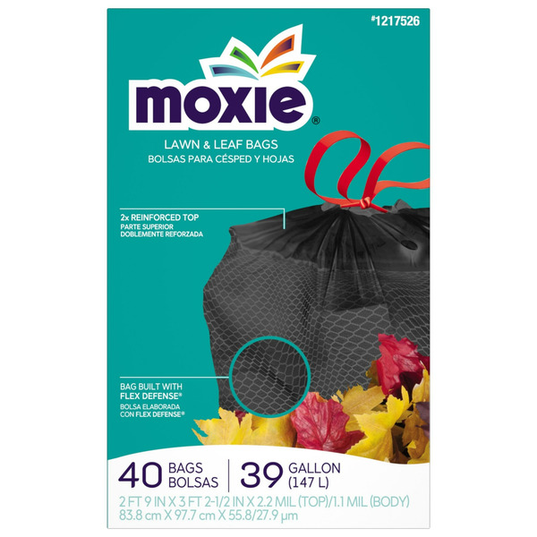 MOXIE 39-Gallon Scent free Black Outdoor Plastic Lawn and leaf Drawstring Trash Bag 40 -Count