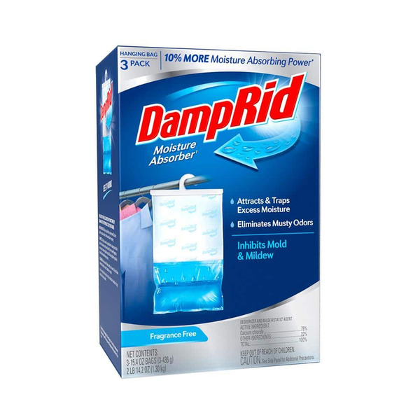 Damprid 15.4 Oz Hanging Moisture Absorber, Pack Of 3, Fragrance Free