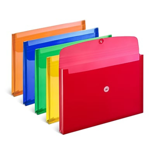 TRU RED TR10768 Assorted Colors Legal Size Button & String Closure Expanding Wallet Folders