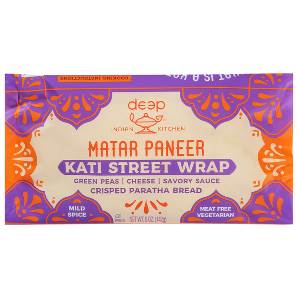 Deep Indian Kitchen Kati Street Wrap, Matar Paneer, Mild Spice