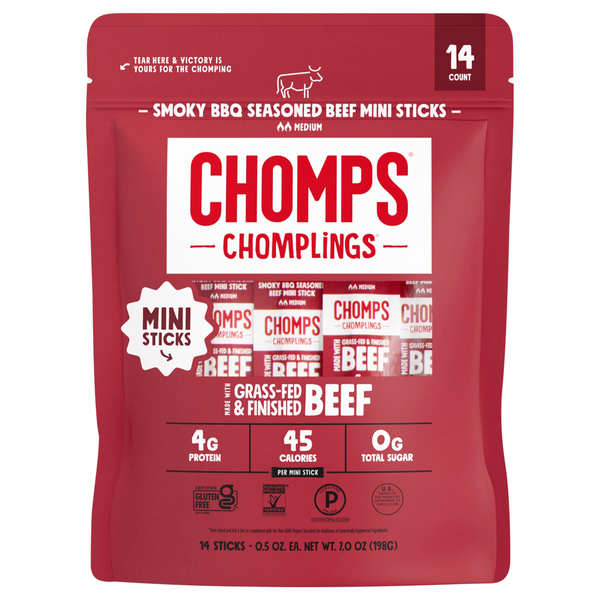 Chomps Medium Smoky BBQ Seasoned Mini Beef Stick