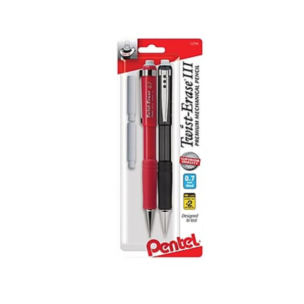 Pentel QE517BP2-K6 No. 2 Medium Lead Twist-Erase III Mechanical Pencils