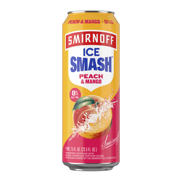 Smirnoff Ice Smash Peach Mango, Single Serve Can, 23.5 fl oz, 8