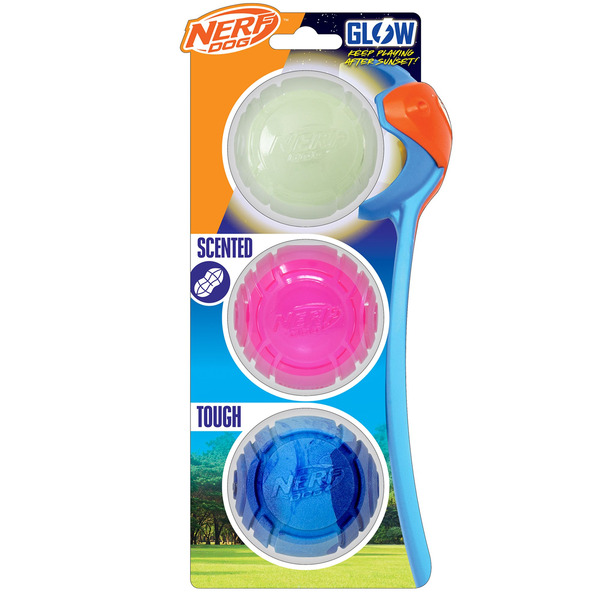 Nerf Scent Glow-in-the-Dark Light Balls Dog Toy, Medium