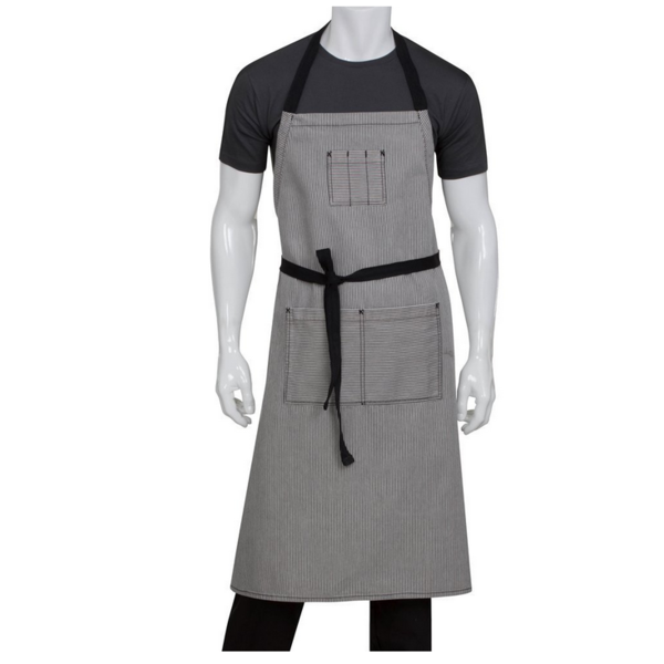 Portland Chef's Bib Apron, 39-1/2"L x 35"W, black