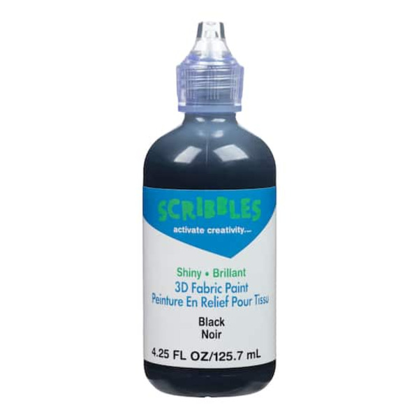 Scribbles Shiny Black 3D Fabric Paint