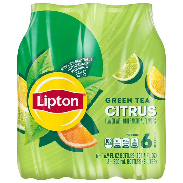 Lipton Green Tea Citrus 16.9 Fl Oz, 6 Count Same-Day Delivery or