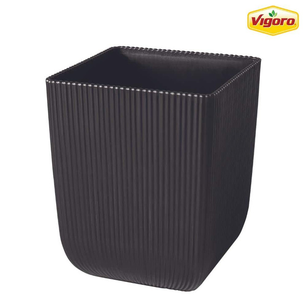 Vigoro 4 In. Albany 1 Qt. Small Black Plastic Round Planter With Knockout Drainage Holes (4 In. L X 4 In. W X 4.72 In. H)