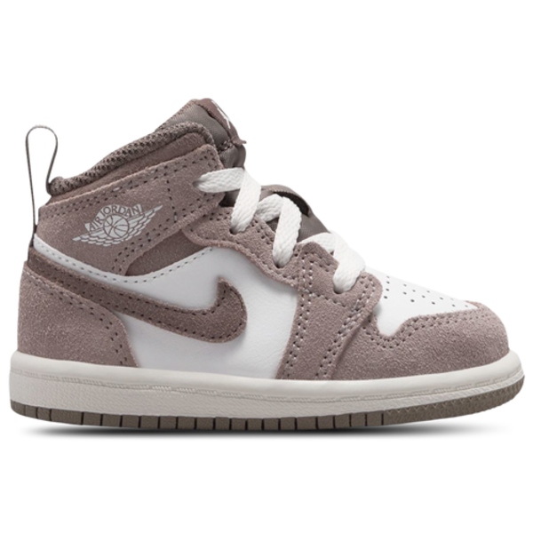 Jordan Kids' AJ 1 Mid Boys' Toddler Shoes, Size 7.0 - Summit White/Enigma Stone/Olive Grey