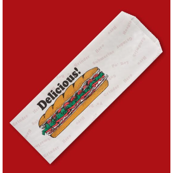 Fischer Paper Products - Printed Submarine Sandwich Bag, #1050, 4.5 x 2 x 14, 1000 ct