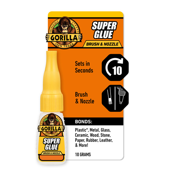 Gorilla Super Glue with Brush & Nozzle Applicator, Clear Glue